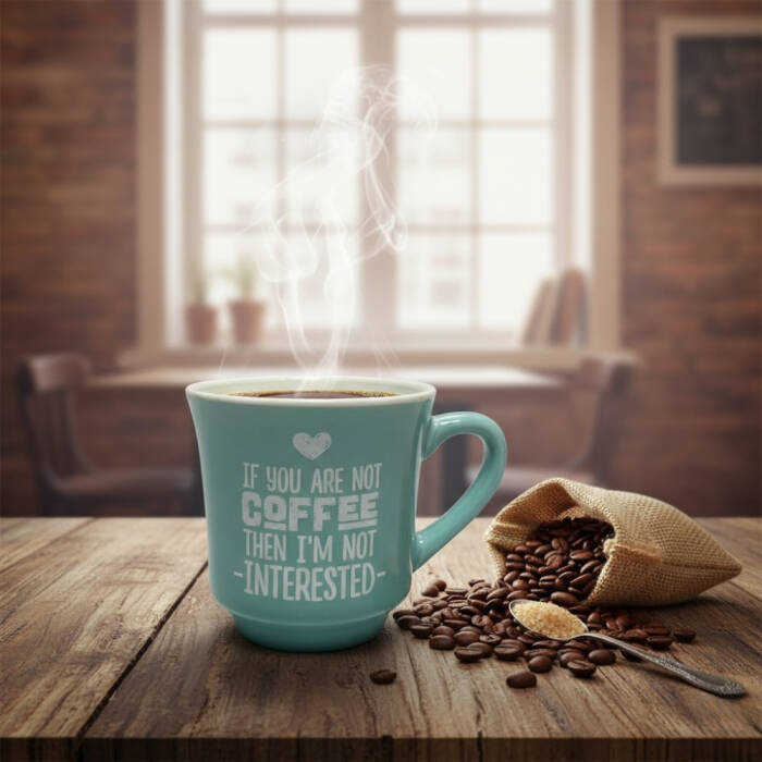 Mahmood Coffee Mavi Mottolu Porselen Kupa - 2