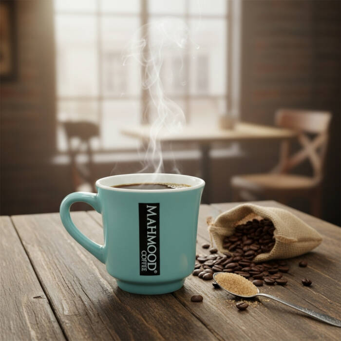 Mahmood Coffee Mavi Mottolu Porselen Kupa - 1
