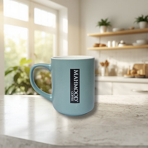 Mahmood Coffee Mavi Mottolu Porselen Kupa - Mahmood Coffee