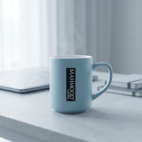 Mahmood Coffee Mavi Mottolu Porselen Kupa - Mahmood Coffee