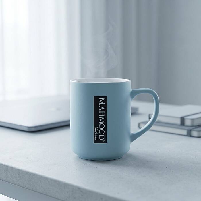 Mahmood Coffee Mavi Mottolu Porselen Kupa - 1