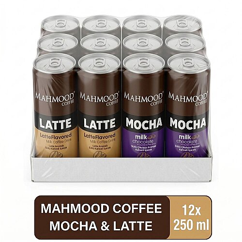 Mahmood Coffee Mocha ve Latte 250 ml Soğuk Kahve Seti - 12 Adet (6 Mocha & 6 Latte) - 1