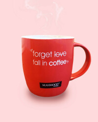 Mahmood Coffee Mottolu Porselen Kupa Kırmızı 300 ml - 1