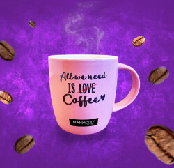 Mahmood Coffee Mottolu Porselen Kupa Pembe 300 ml - 3