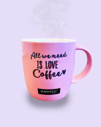 Mahmood Coffee Pembe Mottolu Porselen Kupa 300 ml - Mahmood Coffee