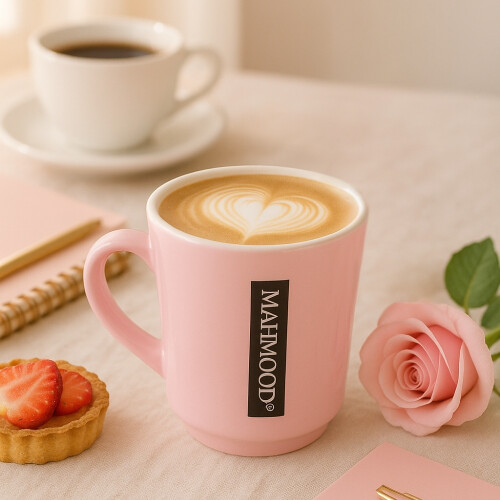Mahmood Coffee Pembe Mottolu Porselen Kupa - Mahmood Coffee