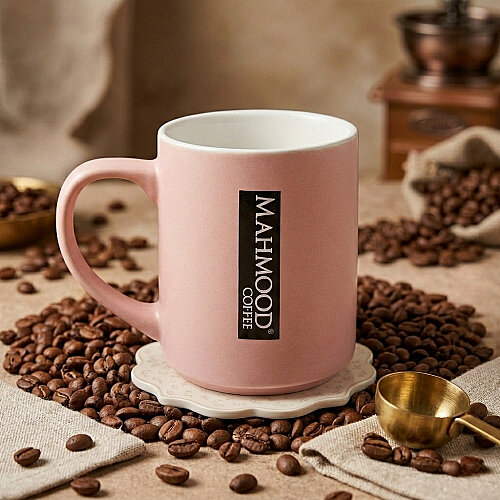 Mahmood Coffee Pembe Mottolu Porselen Kupa - Mahmood Coffee