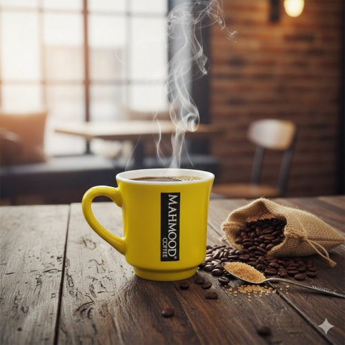 Mahmood Coffee Sarı Mottolu Porselen Kupa - Mahmood Coffee