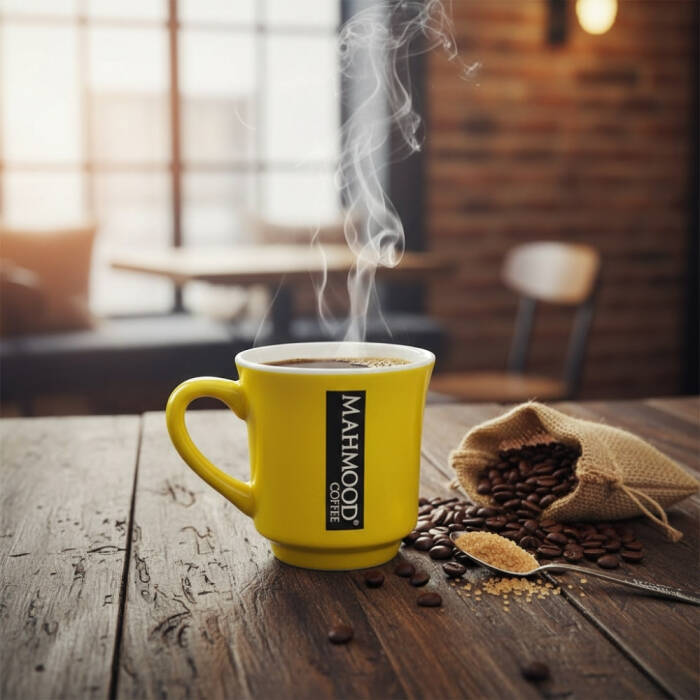 Mahmood Coffee Sarı Mottolu Porselen Kupa - 1