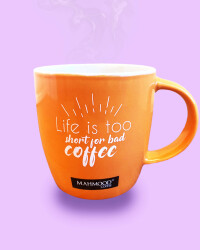 Mahmood Coffee Mottolu Porselen Kupa Turuncu 300 ml - 1