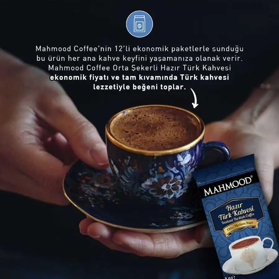 Mahmood Coffee Hazır Türk Kahvesi Orta 8 gr x 12 adet - 4