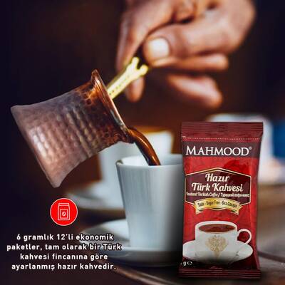 Mahmood Coffee Sade Hazır Türk Kahvesi 6 gr x 12 adet - 4