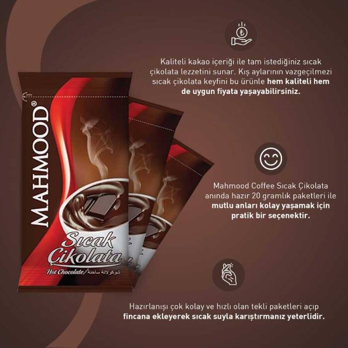 Mahmood Coffee Sıcak Çikolata 12 Adet x 20 G ve Mahmood Tarçınlı Salep 20 Adet x 20 G - 3