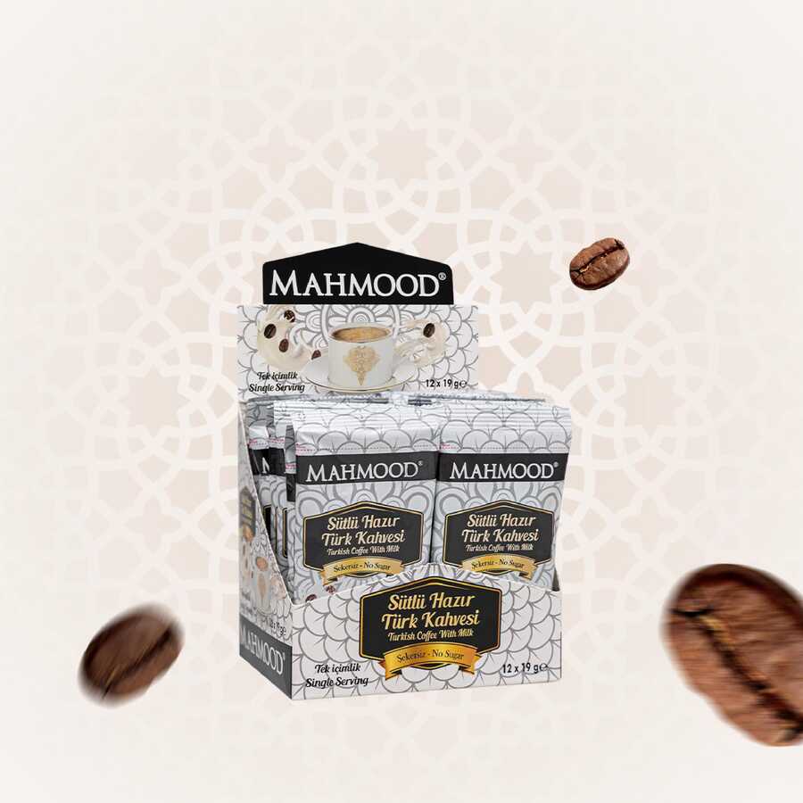 Mahmood Coffee Hazır Türk Kahvesi Sütlü Şekersiz 19 gr x12 adet - 2