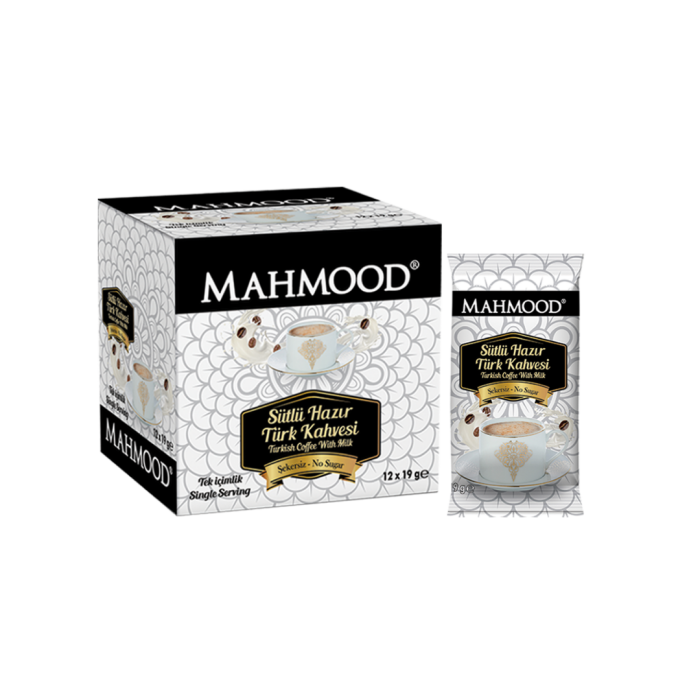 Mahmood Coffee Hazır Türk Kahvesi Sütlü Şekersiz 19 g x12 adet - 1