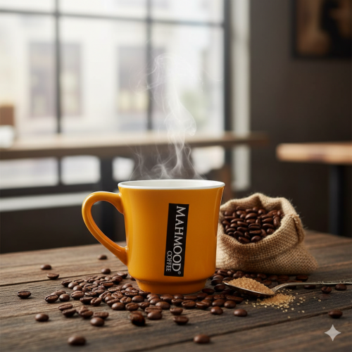 Mahmood Coffee Turuncu Mottolu Porselen Kupa - Mahmood Coffee