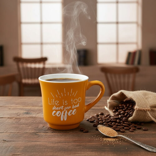 Mahmood Coffee Turuncu Mottolu Porselen Kupa - 2