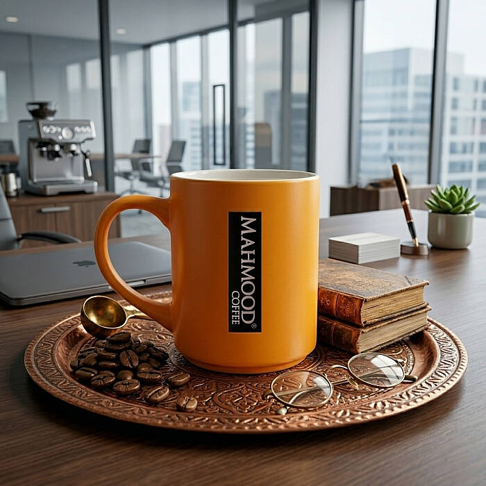Mahmood Coffee Turuncu Mottolu Porselen Kupa - 1