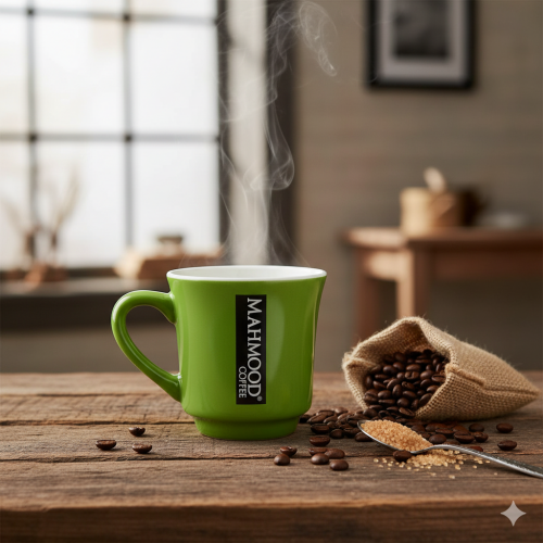 Mahmood Coffee Yeşil Mottolu Porselen Kupa - Mahmood Coffee