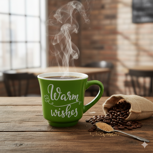 Mahmood Coffee Yeşil Mottolu Porselen Kupa - 5