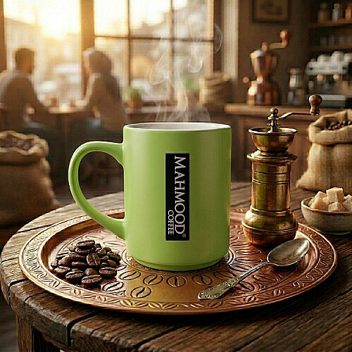 Mahmood Coffee Yeşil Mottolu Porselen Kupa - Mahmood Coffee