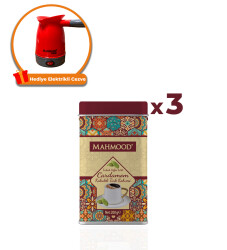 Mahmood Coffee Kakuleli Türk Kahvesi Metal Kutu 200 Gr 3 Adet | Elektrikli Cezve 1 Adet - 1