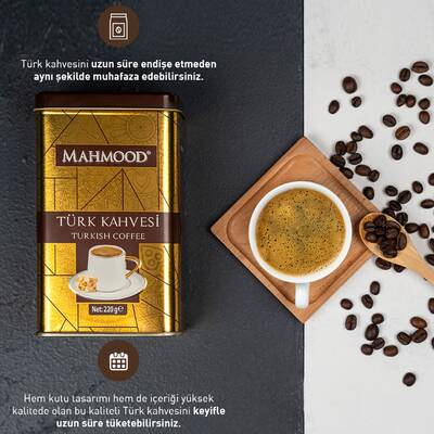 Mahmood Orta Kavrulmuş Türk Kahvesi Metal Kutu 220 G - 4