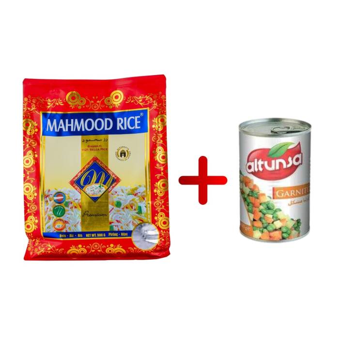 Mahmood Rice Basmati Pirinç 900 Gr | Altunsa Garnitür Teneke 400 Gr - 1
