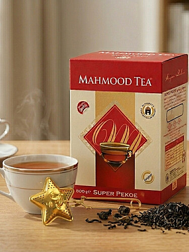 Mahmood Tea Seylan Pekoe Dökme Çay 800 G ve Yıldız Tasarımlı Gold Paslanmaz Çelik Çay Süzgeci - 4