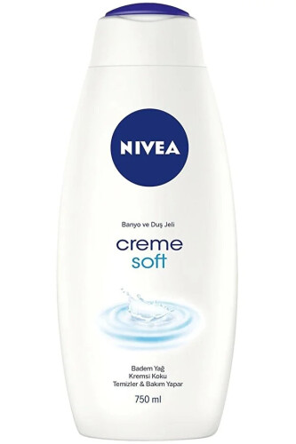 NIVEA Creme Soft Kremsi Dokunuş Duş Jeli 750ml, Badem Yağı, Nemlendirici, Ekonomik Boy, E Vitamini - Nivea
