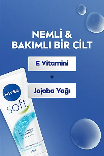 NIVEA Soft Nemlendirici Bakım Kremi 75 Ml, Jojoba Yağı,E Vitamini, El Yüz Vücut, Yumuşak Cilt Hissi,2 Adet - 2
