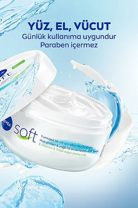 NIVEA Soft Nemlendirici El Yüz ve Vücut Bakım Kremi 100ml, Jojoba Yağı, E Vitamini, Pürüzsüz Cilt, X2 Adet - 2