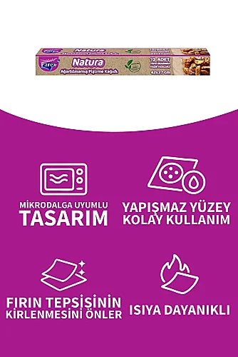 Parex Natura Ağartılmamış Organik Hazır Kesilmiş Pişirme Kağıdı 10 lu - 3