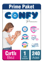 Confy Premium 1 Numara Bebek Bezi Yenidoğan 2 - 5 Kg 240 Adet - Confy