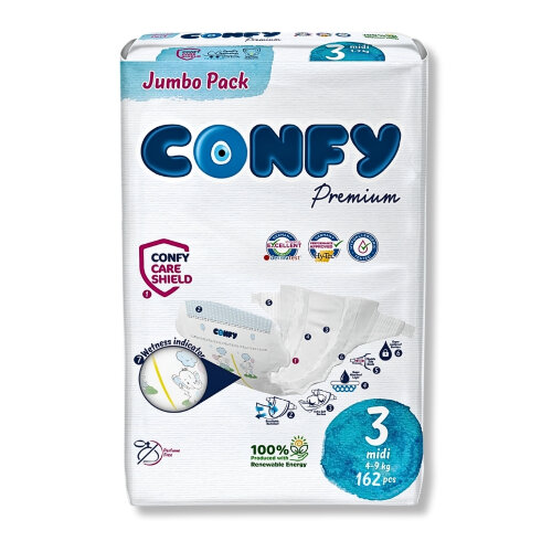 Confy Premium Bebek Bezi 3 Numara Midi 4 - 9 Kg 162 Adet - 2