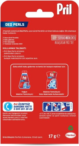 Pril Deo Duo-Perls Limon-Portakal Kokulu Bulaşık Makinesi Kokusu - Kötü Kokuları Önleyen, Uzun Süre Ferah Koku - 2