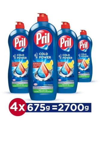 Pril Elde Yıkama Sıvı Bulaşık Deterjanı 4x675g Limon 5 Etki - Kendinden Yağ Çözme - Pril