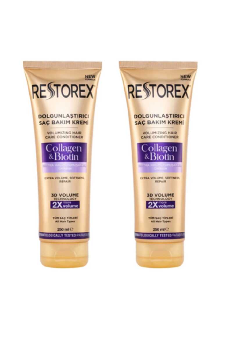 Restorex Dolgunlaştırıcı Saç Bakım Kremi Collagen ve Biotin 250 Ml x 2 adet - 1