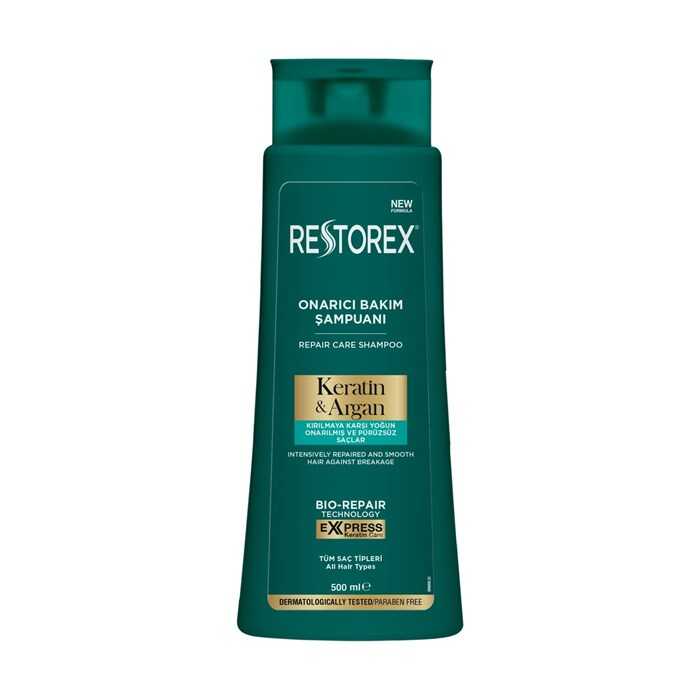 Restorex Kırık Ve Işlem Görmüş Saçlar Için Onarıcı Keratin Argan Bakım Şampuanı 500 ml - 1