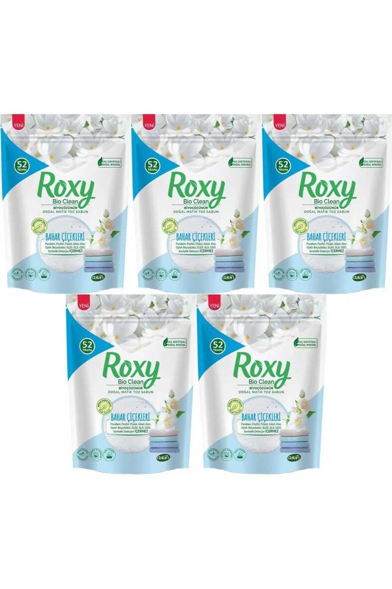 Roxy Bio Clean Matik Sabun Tozu 1.6 kg Bahar Çiçekleri 5 Li Set 260 Yıkama - 1