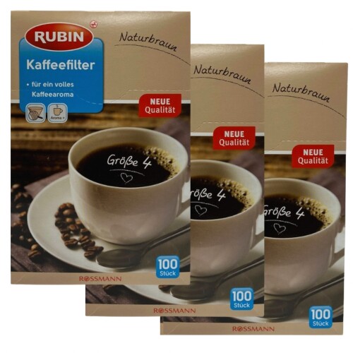 Rubin Kahve Filtresi 4 Numara (Büyük Boy) Naturel Kağıt 300 Adet - Rossmann