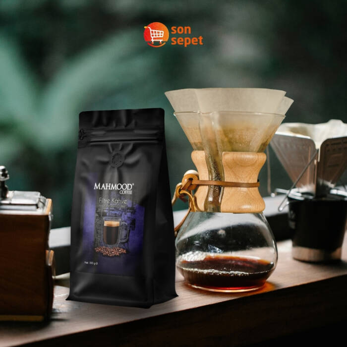 Mahmood Coffee Filtre Kahve 500 G ve Rubin Büyük Boy Kahve Filtresi Naturel Kağıt 4 Numara 100 adet Set - 2