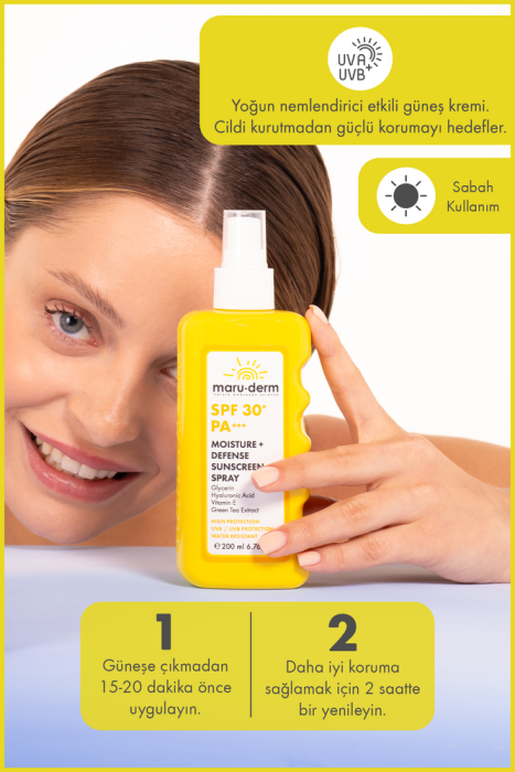 SPF 30 Nemlendirici ve Koruyucu Güneş Spreyi PA 200 ML - 3