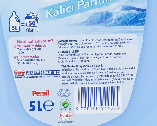 Vernel Deniz Esintisi Kalıcı Parfüm 50 Yıkama Çamaşır Yumuşatıcısı (1 x 5000 ml) - 2