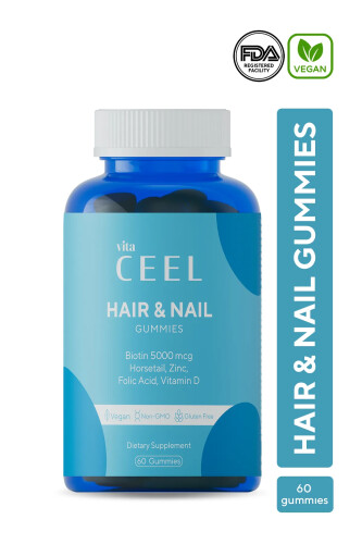 Vita Ceel Saç Tırnak Vitamini Çiğnenebilir Vegan Gummy Biotin 5000, Vitamin D, Çinko, Folik Asit, At Kuyruğu - The Ceel
