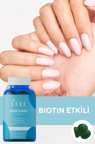 Vita Ceel Saç Tırnak Vitamini Çiğnenebilir Vegan Gummy Biotin 5000, Vitamin D, Çinko, Folik Asit, At Kuyruğu - 4