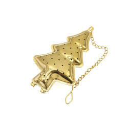 Yılbaşı Ağacı Tasarımlı Gold Paslanmaz Çelik Çay Süzgeci - Mahmood Tea