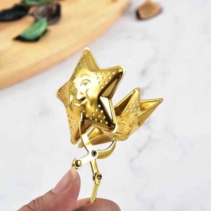 Yıldız Tasarımlı Gold Paslanmaz Çelik Çay Süzgeci - 3