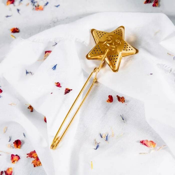 Yıldız Tasarımlı Gold Paslanmaz Çelik Çay Süzgeci - 2