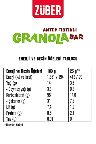 Züber Granola Bar Antep Fıstıklı 25 G - 4